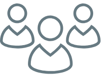 Three illustrated outlines of people